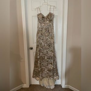 Sequined long train formal dress